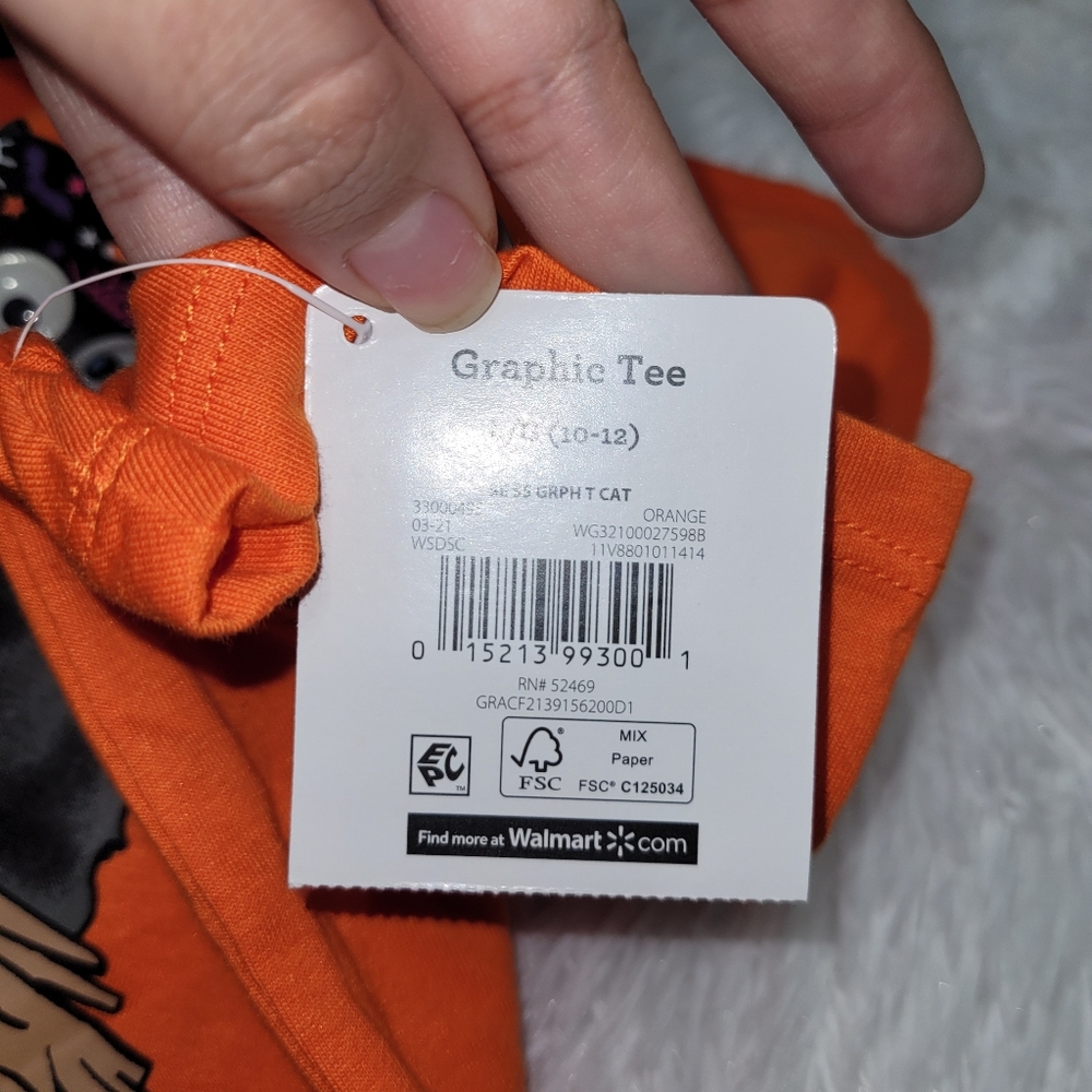 Halloween Graphic Tee | Orange | Black Cat | Large - Picture 5 of 6